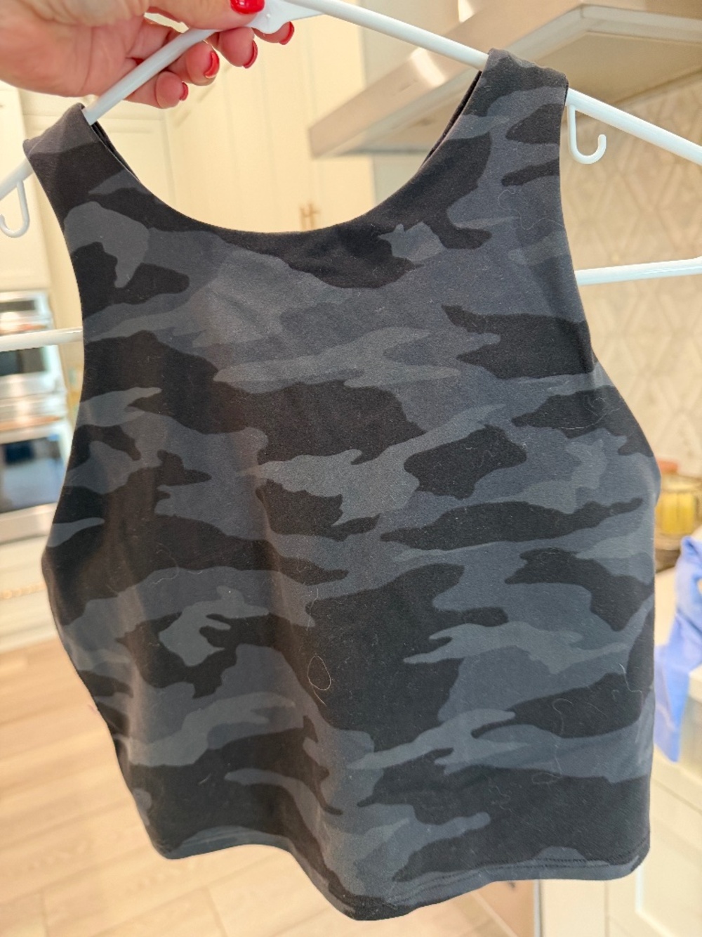 Athleta Black-Camo Sports Bra tank top, women's size S